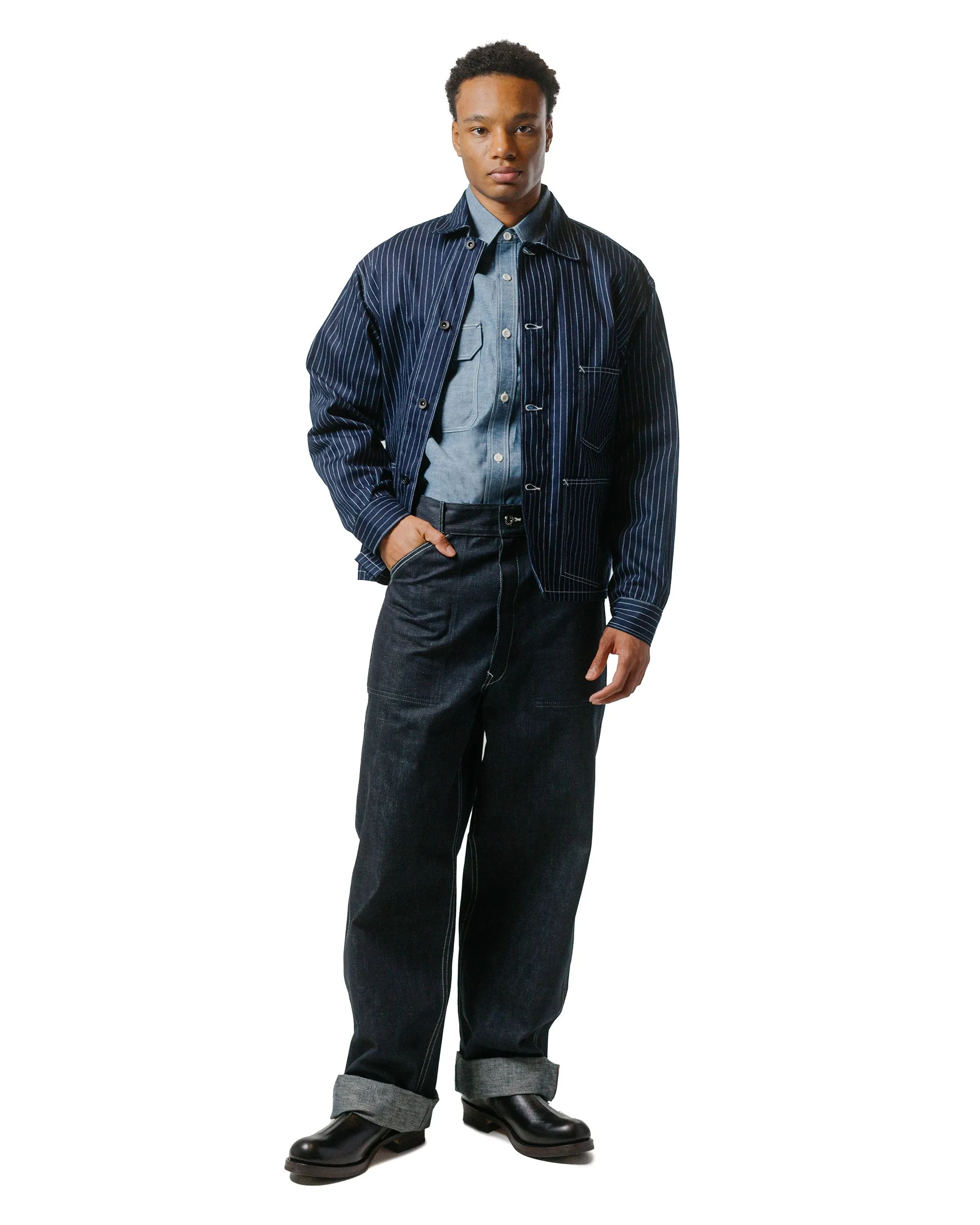 The Real McCoy's MS24004 8HU Chambray Serviceman Shirt Light Blue Polo Style