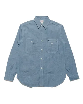 Textured Finish Chic Look The Real McCoy's MS24004 8HU Chambray Serviceman Shirt Light Blue