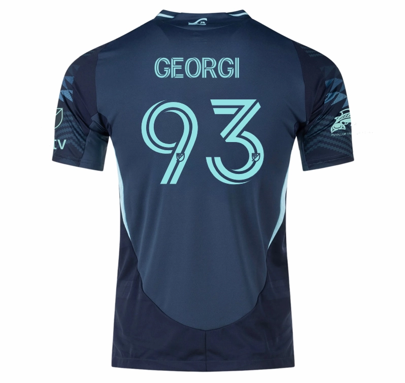adidas Georgi Minoungou Seattle Sounders Authentic Away Jersey 25/26 w/ MLS Patches & Sponsor (Aura Ink) Performance Flex