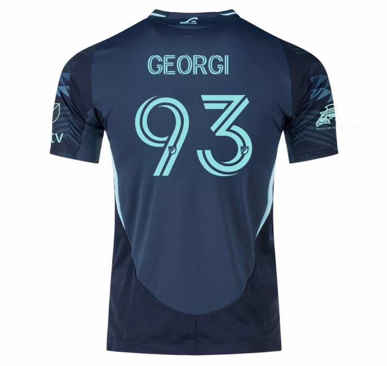 adidas Georgi Minoungou Seattle Sounders Authentic Away Jersey 25/26 w/ MLS Patches & Sponsor (Aura Ink) Urban Flex