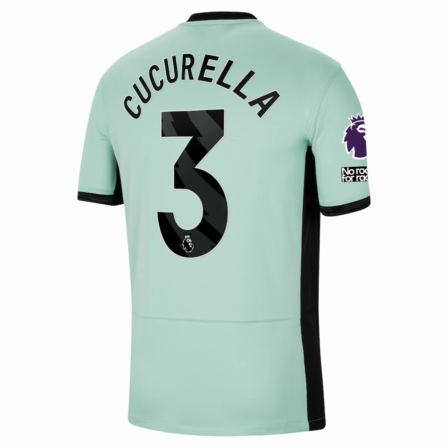 Nike Chelsea Marc Cucurella Third Jersey w/ EPL   No Room For Racism Patches 23/24 (Mint Foam/Black) Dynamic Performance