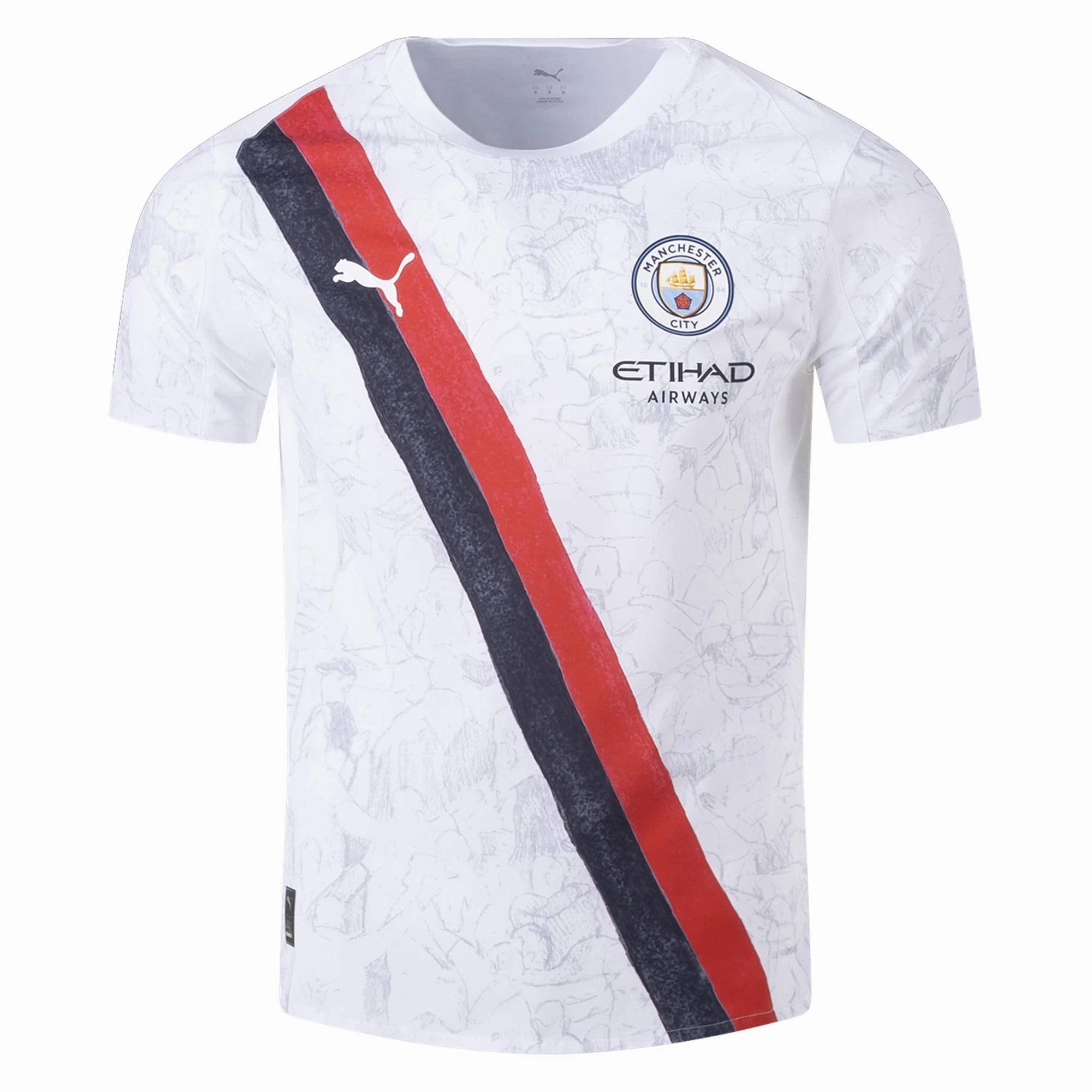 Puma Manchester City Authentic Kid Super Jersey 25/26 (Puma White/Puma Black) Ultra Flex Ribbed Trim