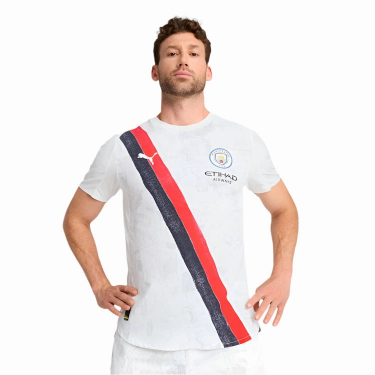 Boost Fit Compact Knit Structure Puma Manchester City Authentic Kid Super Jersey 25/26 (Puma White/Puma Black)