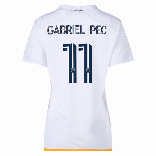 adidas Womens LA Galaxy Gabriel Pec Home Jersey 24/25 (White/Yellow/Navy) Core Feel