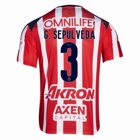 Active Stretch Variable Density Knitting Puma Gilberto Sepulveda Men's Chivas De Guadalajara Home Jersey 25/26 (Puma Red/White)