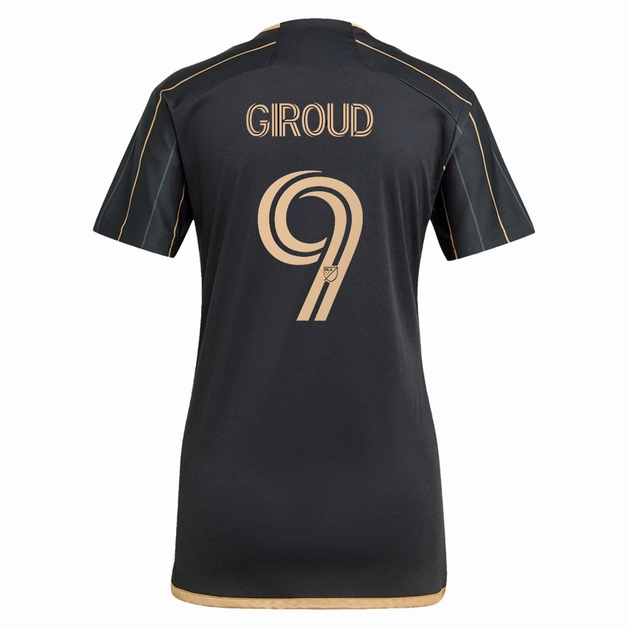 Butter Soft Touch Cooling Core Technology adidas Womens LAFC Oliver Giroud Home Jersey 24/25 (Black/Gold)