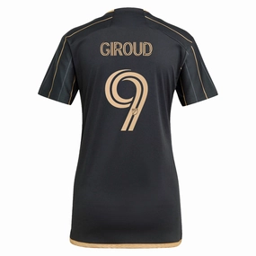 adidas Womens LAFC Oliver Giroud Home Jersey 24/25 (Black/Gold) Rolling Storage Pocket Cool Day Fit