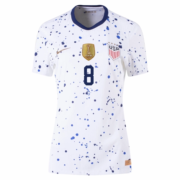 Nike Womens United States Julie Ertz 4 Star Authentic Match Home Jersey 23/24 w/ 2019 World Cup Champions Patch (White/Loyal Blue) Movement Support