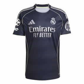 adidas Real Madrid 25/26 Away Jersey w/ Champions League Patches (Legend Ink) Compression Fit Technology Stretch Material