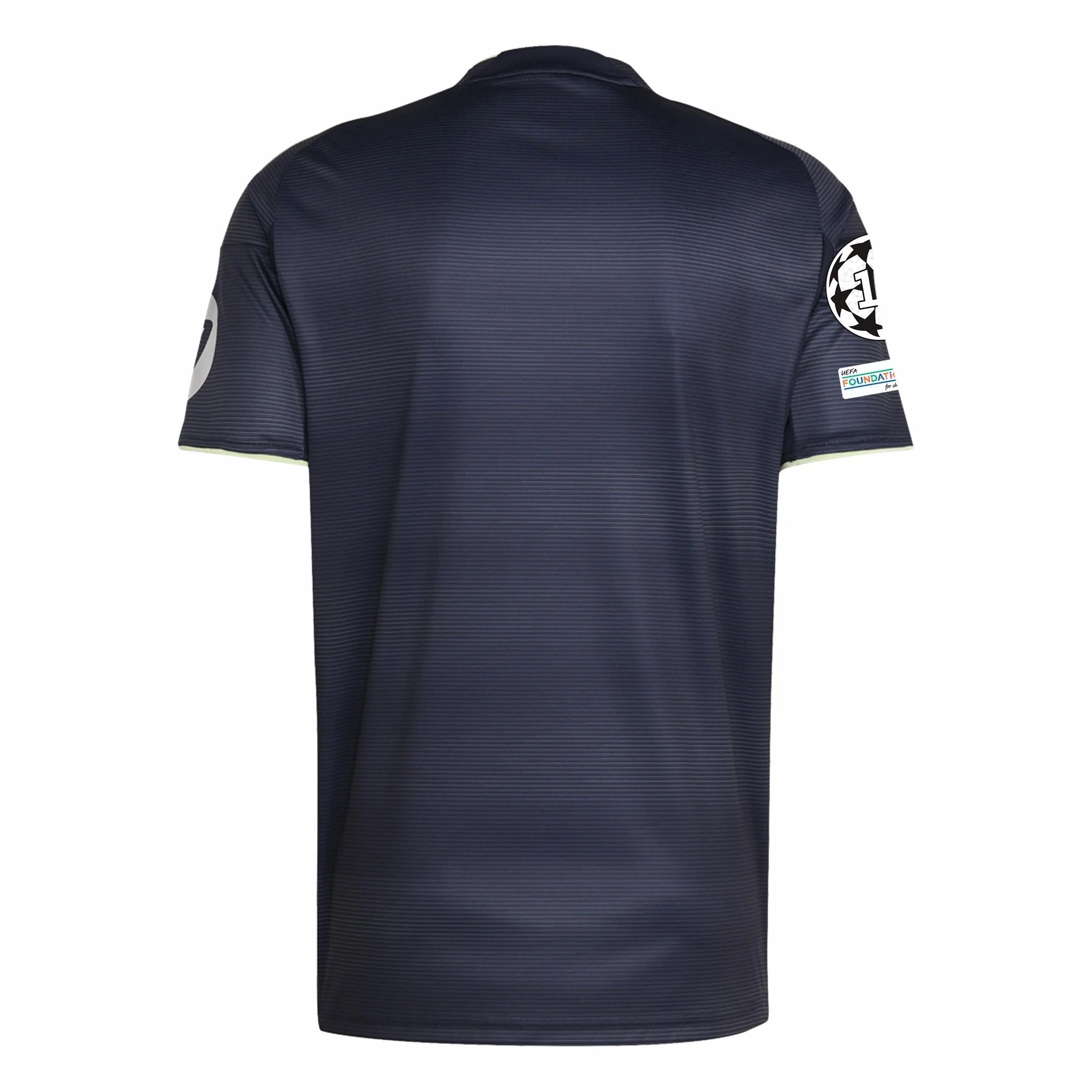 Microfiber Performance Blend Tagless Neckline Design adidas Real Madrid 25/26 Away Jersey w/ Champions League Patches (Legend Ink)
