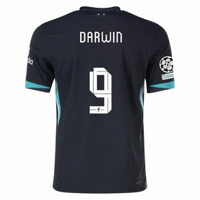Nike Liverpool Authentic Darwin N???ez Away Jersey w/ Champions League 24/25 (Night Forest/Washed Teal) Flexible Cuff Technology