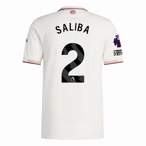 Classic Crew Neck Design Thermal Insulation Layer adidas Arsenal Authentic William Saliba Third Jersey w/ EPL   No Room For Racism Patches 25/26 (White/Burgundy)