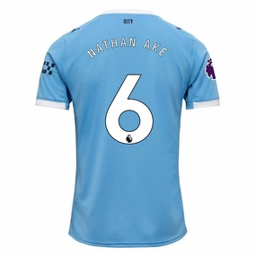 Puma Nathan Ake Manchester City Home Jersey 25/26 w/ EPL   Sponsor Patch (Team Light Blue/Puma White) Multi Directional Breathability