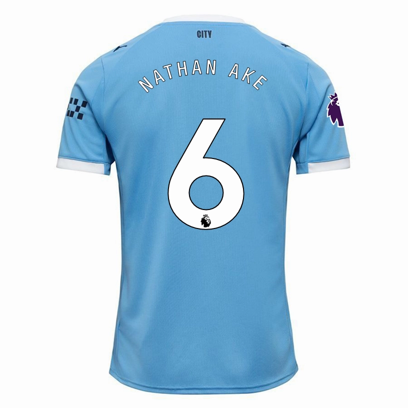 Puma Nathan Ake Manchester City Home Jersey 25/26 w/ EPL   Sponsor Patch (Team Light Blue/Puma White) Multi Directional Breathability