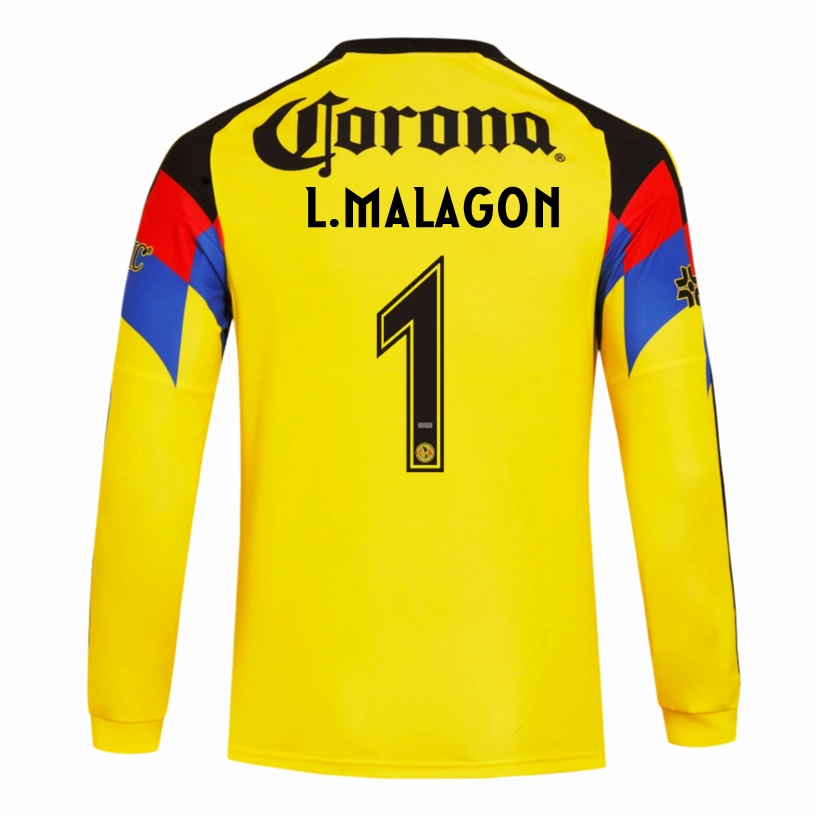 Performance Fit Bold Lettering adidas L. Malagon Club Am??rica 25/26 Long Sleeve Home Jersey (Yellow)