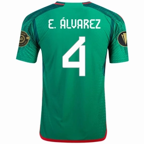 Brushed Inner Lining adidas Mexico Edson ??lvarez Authentic Home Jersey w/ Gold Cup Patches 22/23 (Vivid Green)