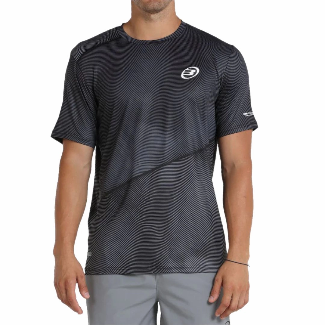 Foam Print Detail Classic Style Misar Negro T-Shirt