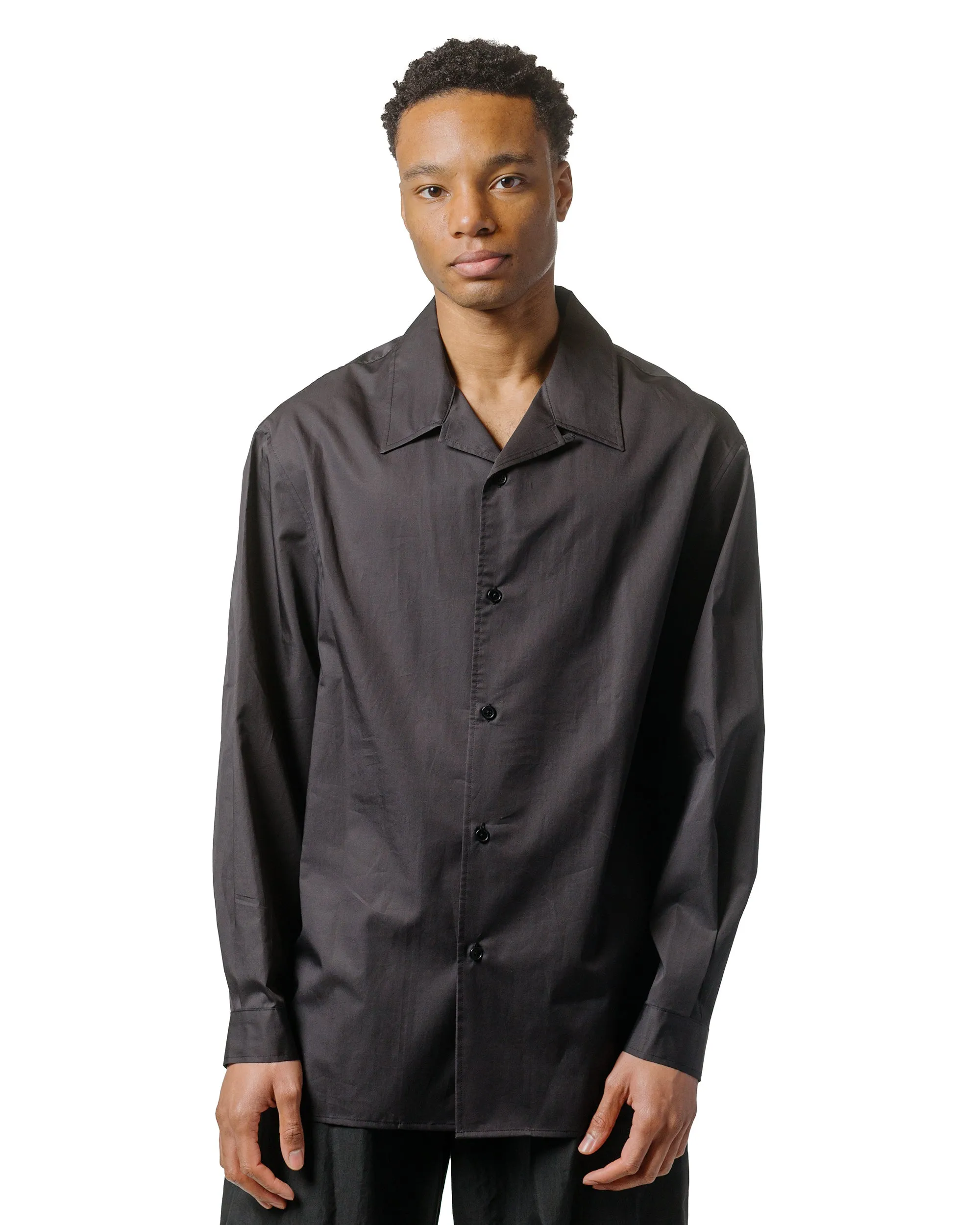 Amomento Open Collar Shirts Black Summer Must-have Casual Hangout