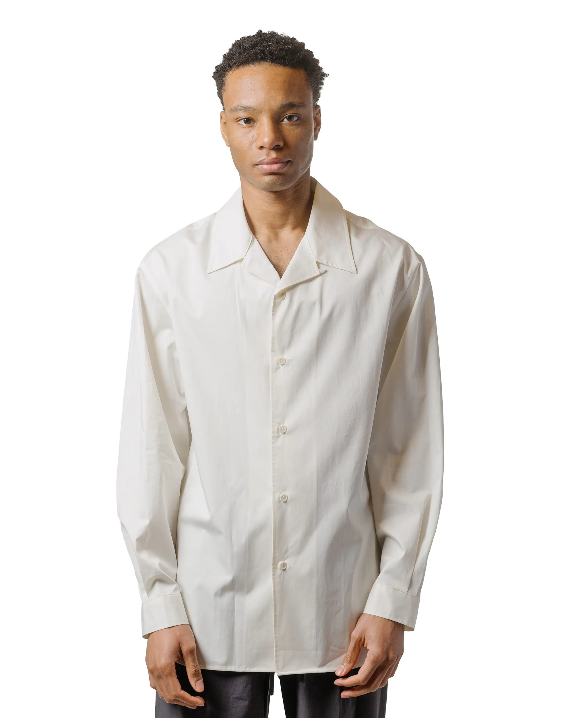 Amomento Open Collar Shirts Ivory Ultra Soft Interior