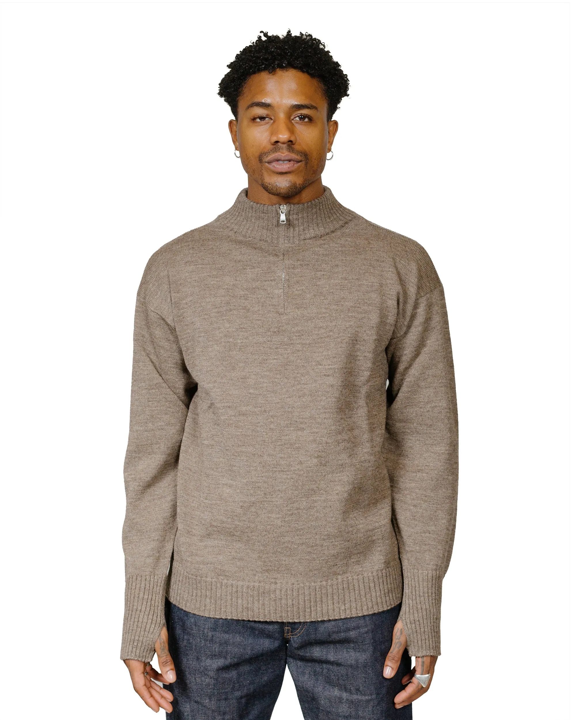 Andersen-Andersen Seaman Half-Zip Natural Taupe Weekend Active