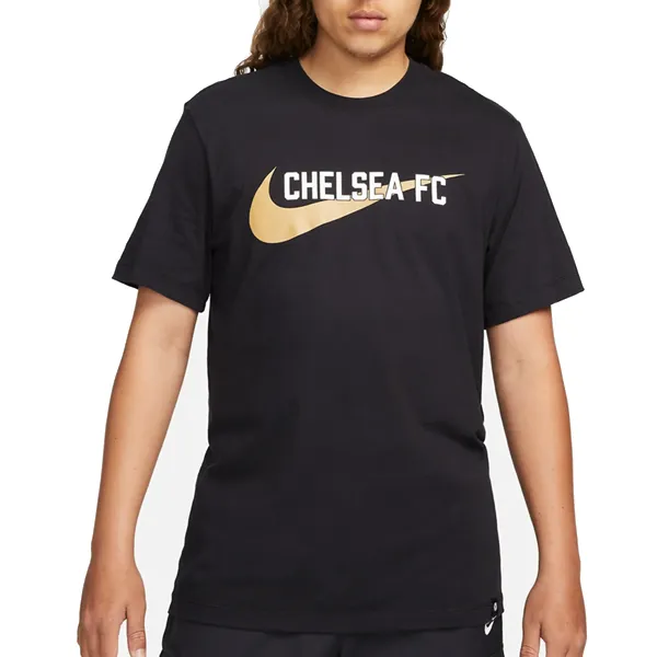 Soft Cotton Feel Nike Chelsea Swoosh T-Shirt 23/24 (Black/Gold)