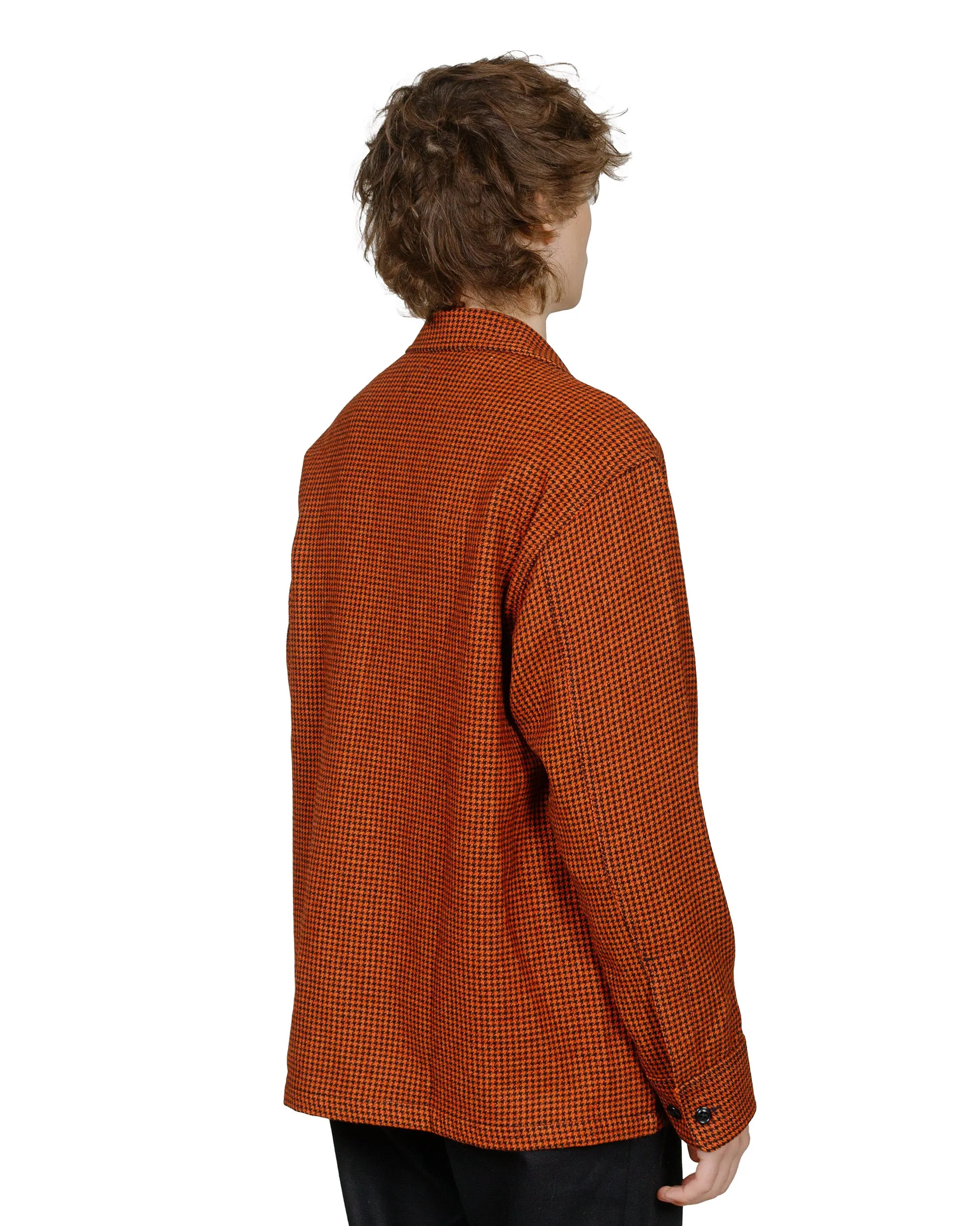 Randy's Garments Over Shirt 50/50 Houndstooth Deep Orange Non Iron Anti Static Fabric