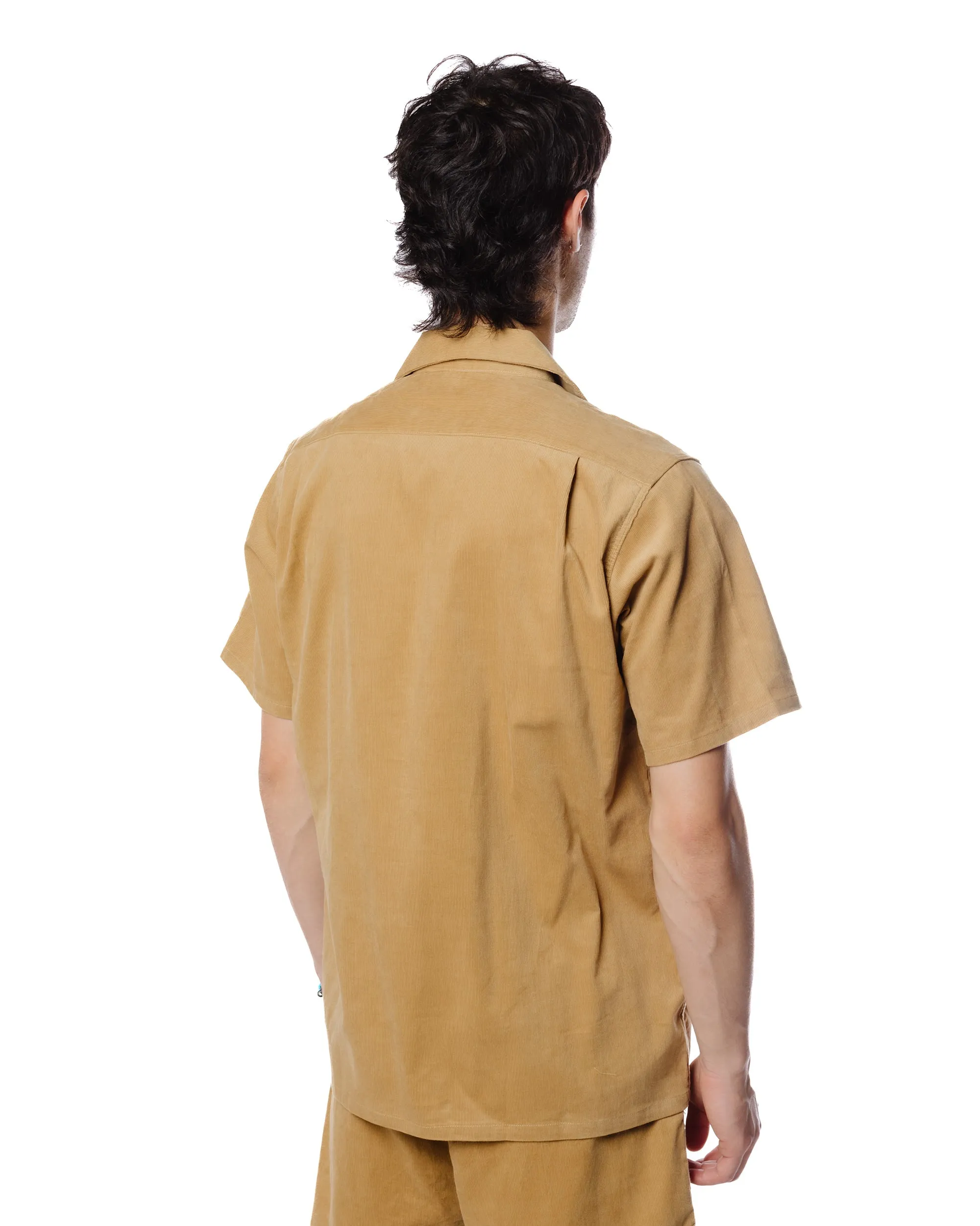 The Real McCoy's MS23007 Open Collar Resort S/S Shirt / Summer Corduroy Beige Cuffed hem