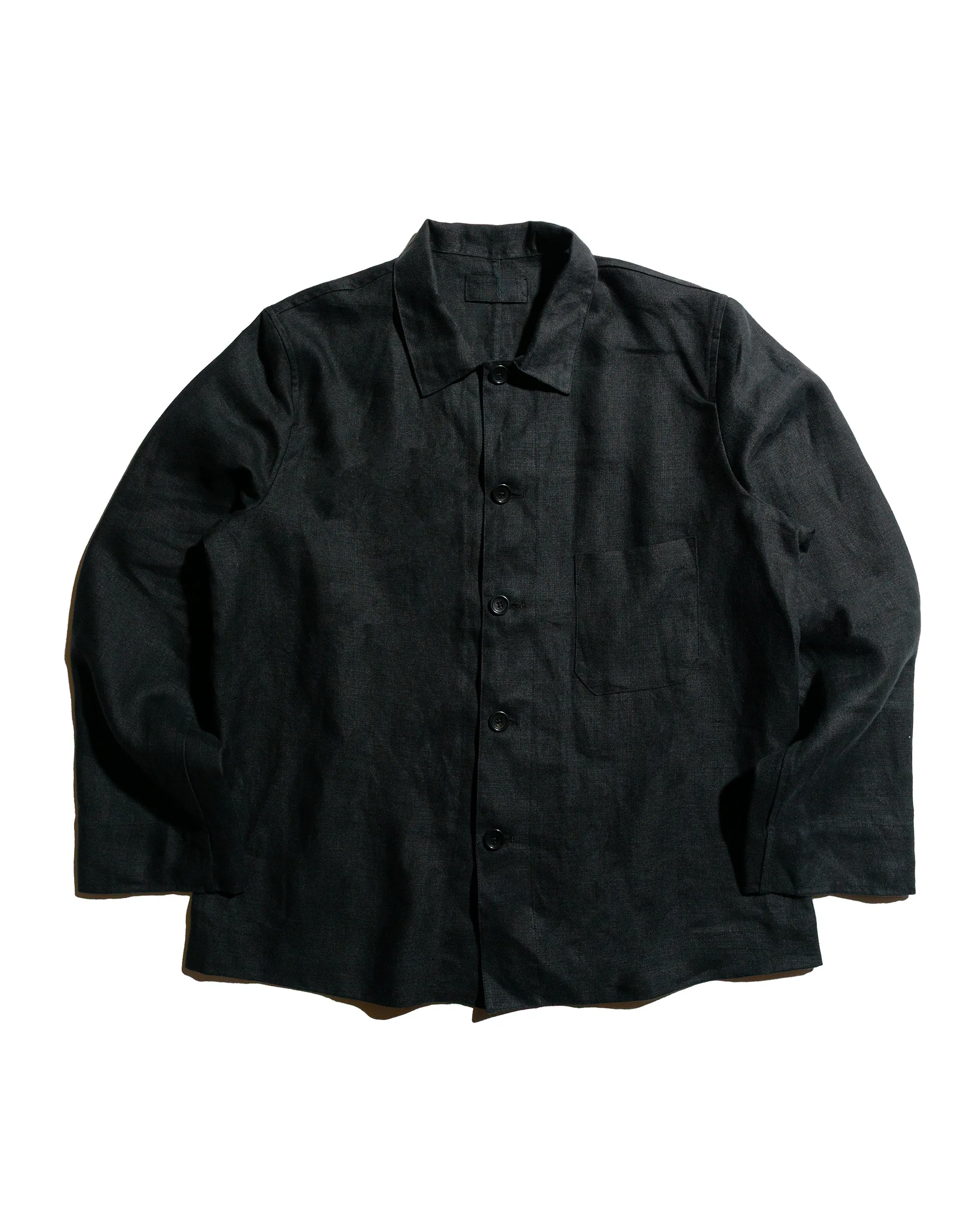 James Coward Transport Shirt Black Welterweight Belgian Linen Contemporary Design Multipocket Style