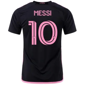 adidas Men's Lionel Messi Inter Miami Away Jersey 23/24 (Black/True Pink) Breathable Material High Elasticity Fabric