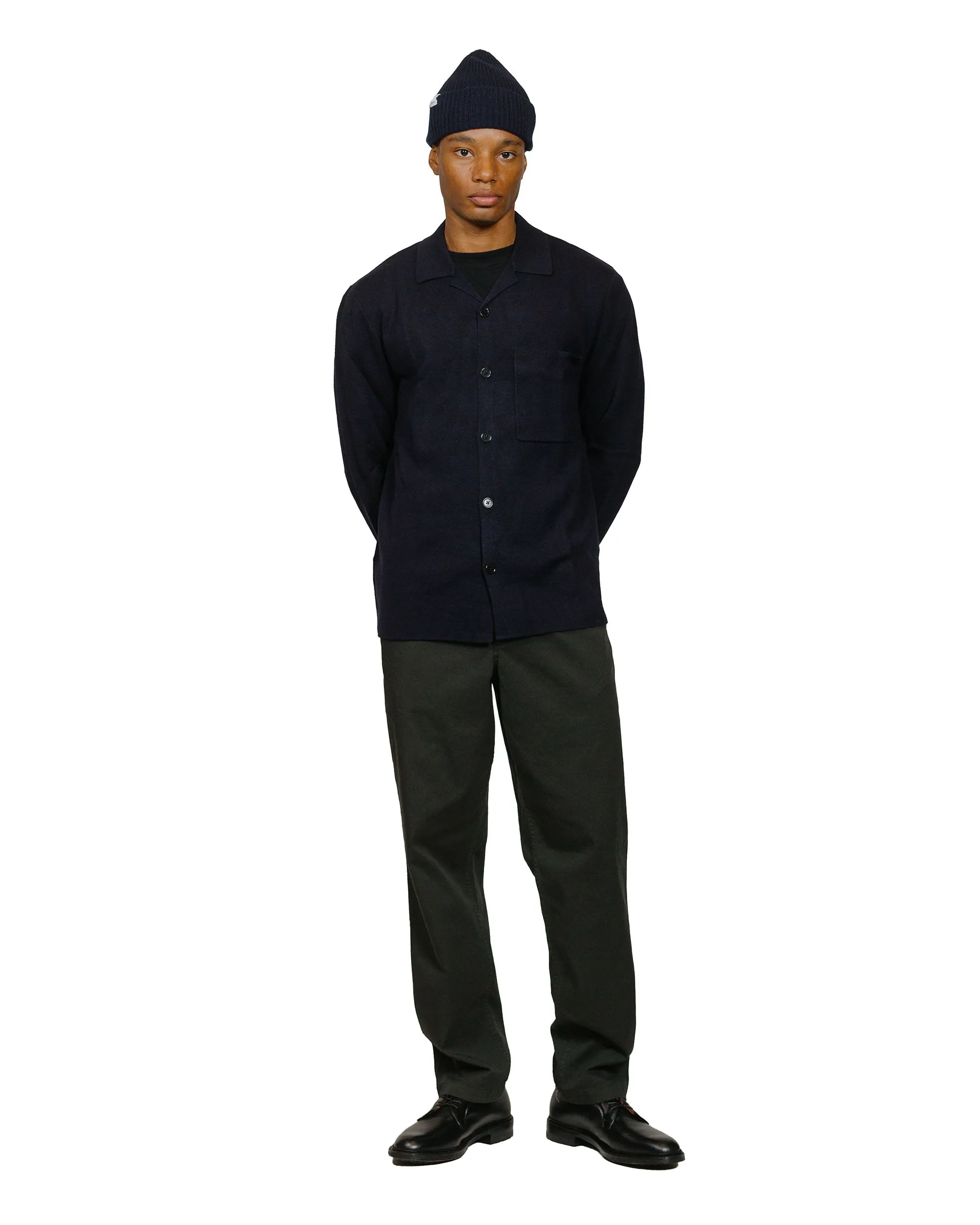 chain accents Norse Projects Nicolai Merino Cotton Milano Jacket Dark Navy
