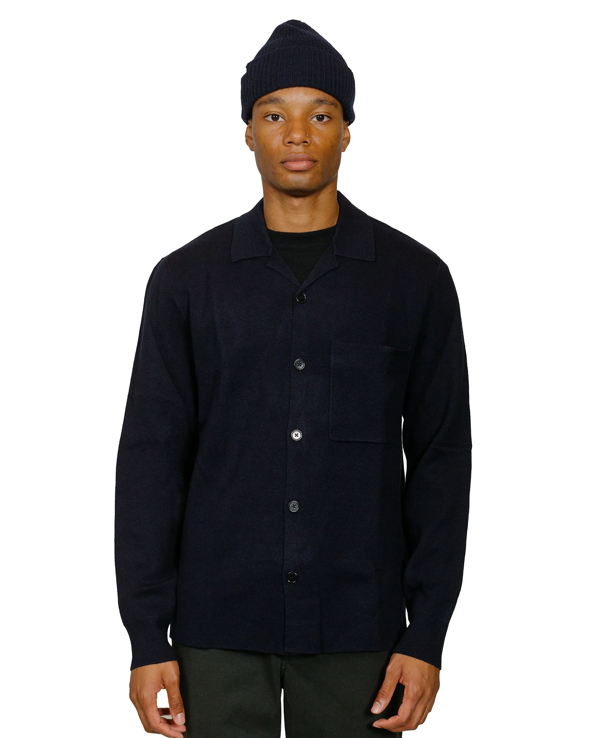 Norse Projects Nicolai Merino Cotton Milano Jacket Dark Navy Wrinkle Resistant Simple Layer