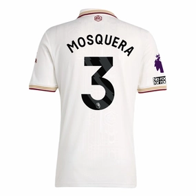 Breathable Gear Raglan Sleeve Cut adidas Mosquera Men's Arsenal FC Third Jersey 25/26 w/ NRFR   EPL Patches (White/Burgundy)