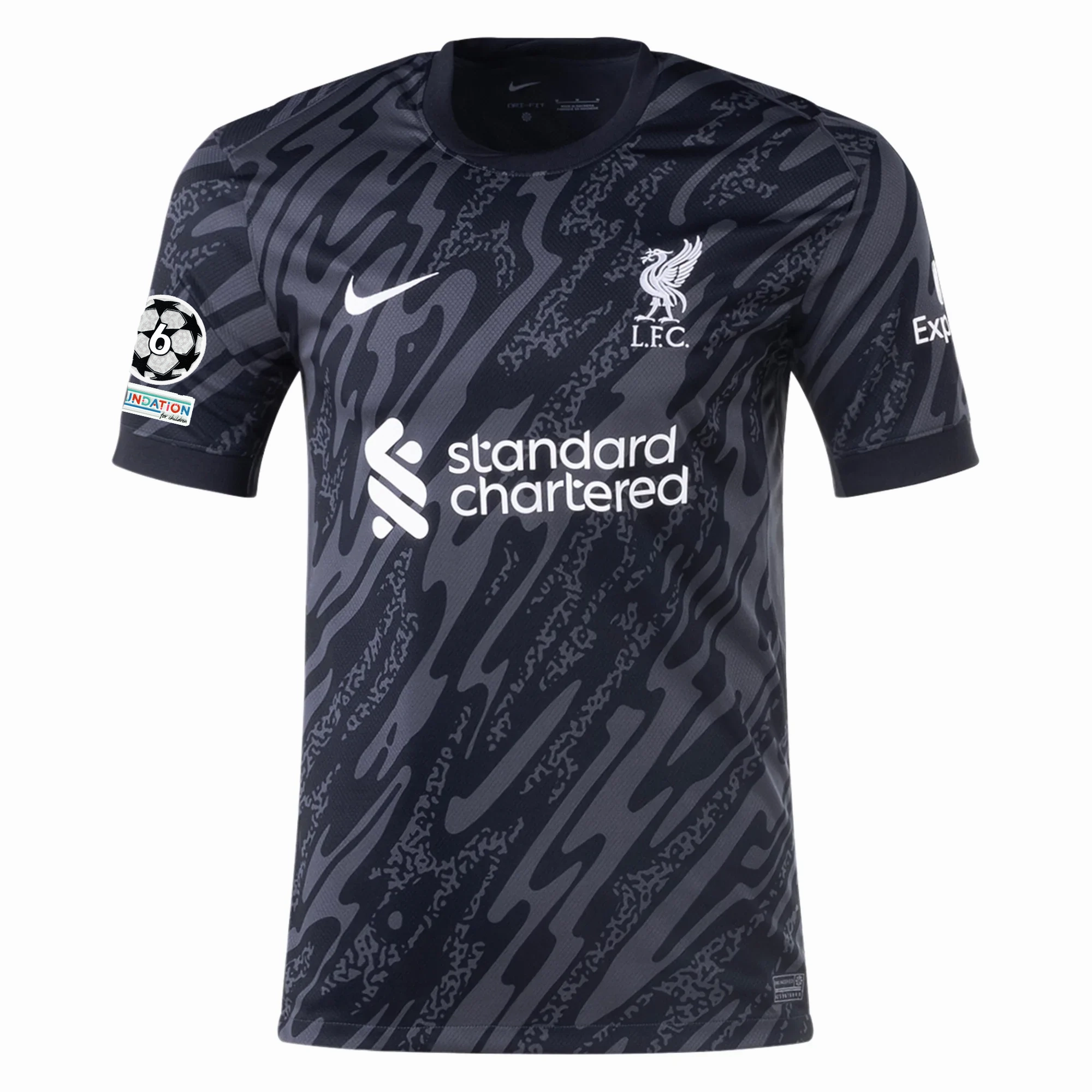 Nike Liverpool Allison Becker Goalkeeper Jersey w/ Champions League Patches 24/25 (Anthracite/Black) Unisex Design Easy Care Material