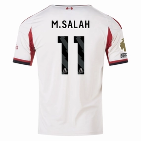 adidas Men's Liverpool Mohamed Salah Away Jersey w/ EPL Champions Patch 25/26 (Wonder White) Temperature Regulating Fabric