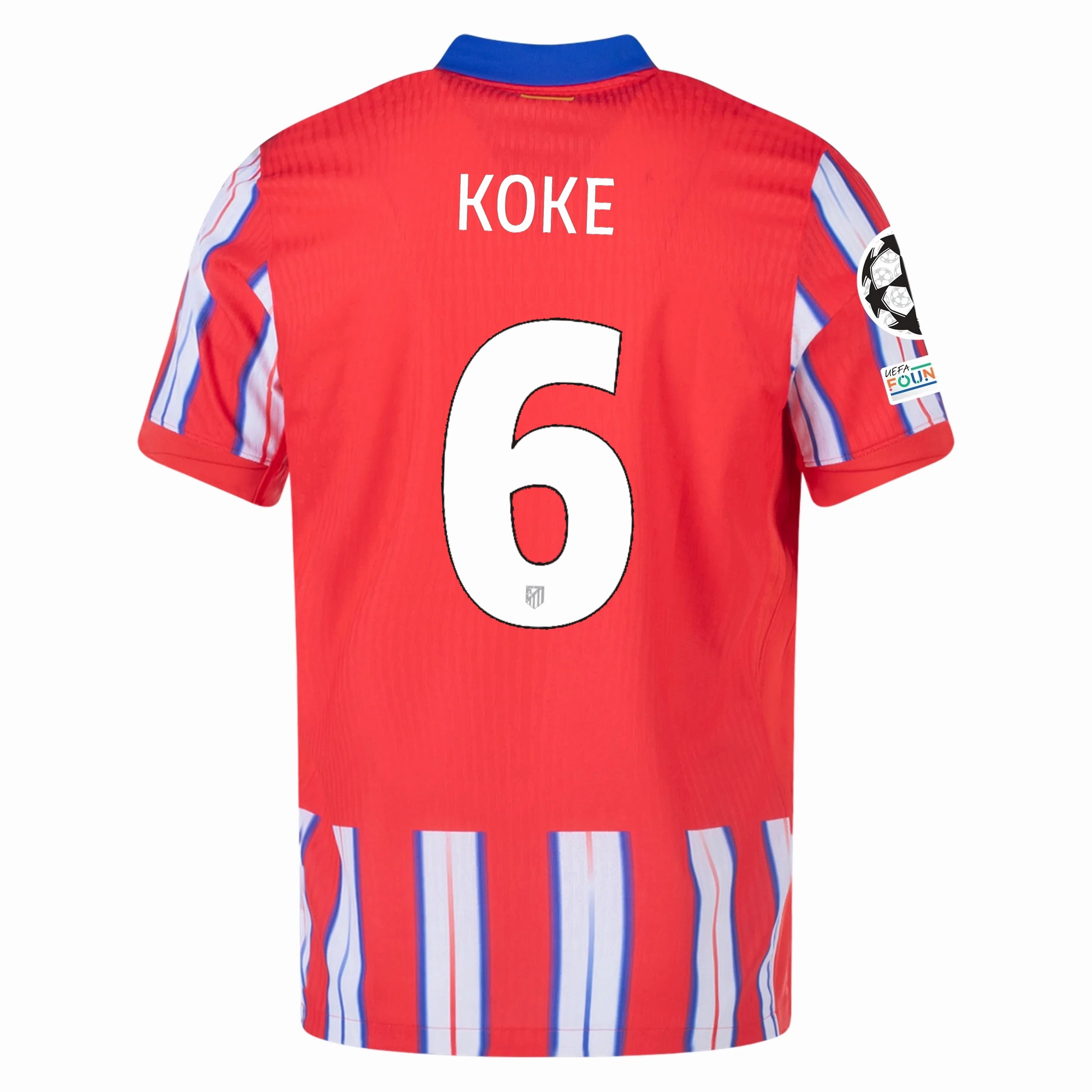 Hybrid Fabric Blends Nike Atletico Madrid Authentic Koke Home Jersey w/ Champions League Patches 24/25 (Hyper Royal/Light Crimson/White)