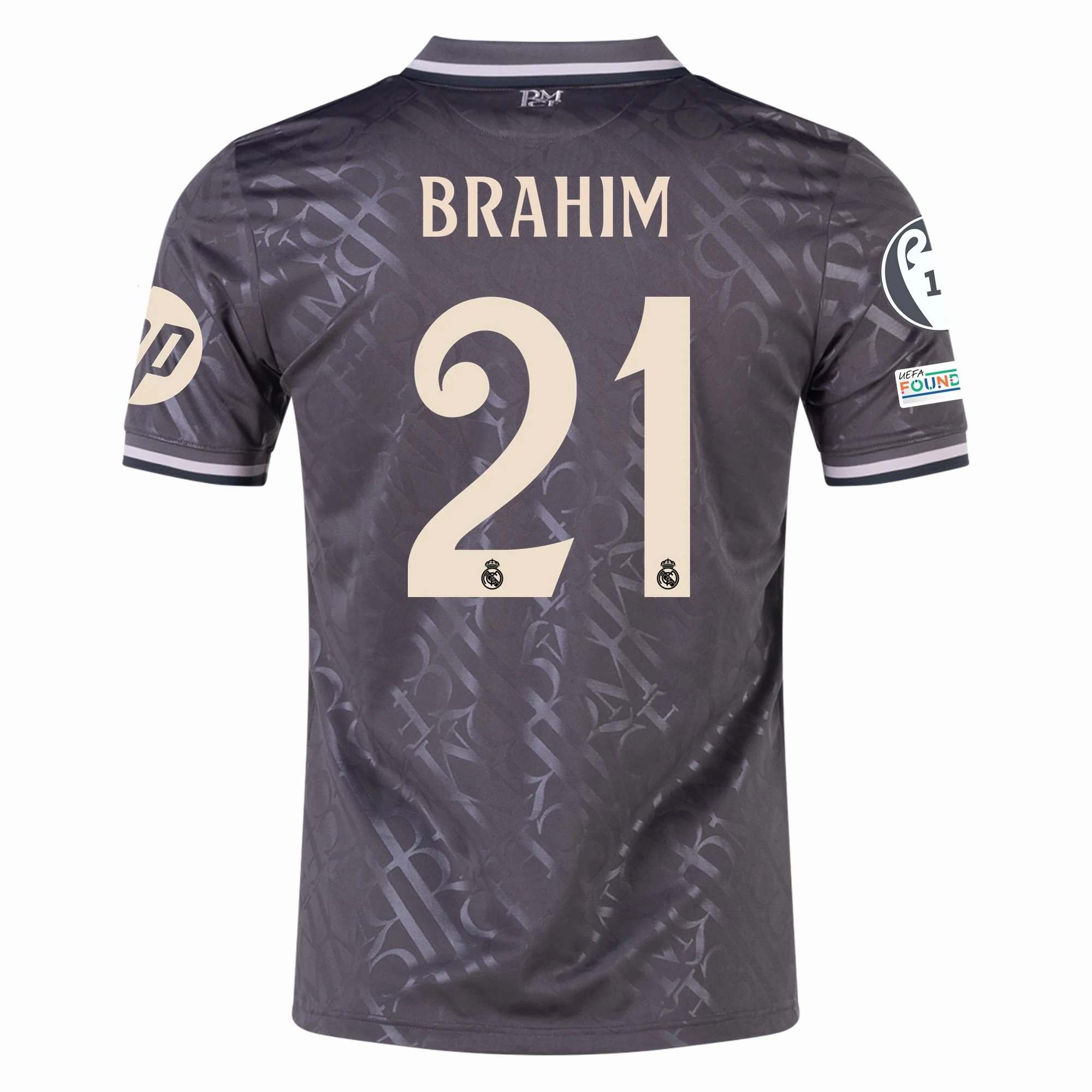 Mesh Panel Placement adidas Real Madrid Brahim Diaz Third Jersey w/ Champions League Patches   HP Sponsor 24/25 (Charcoal)