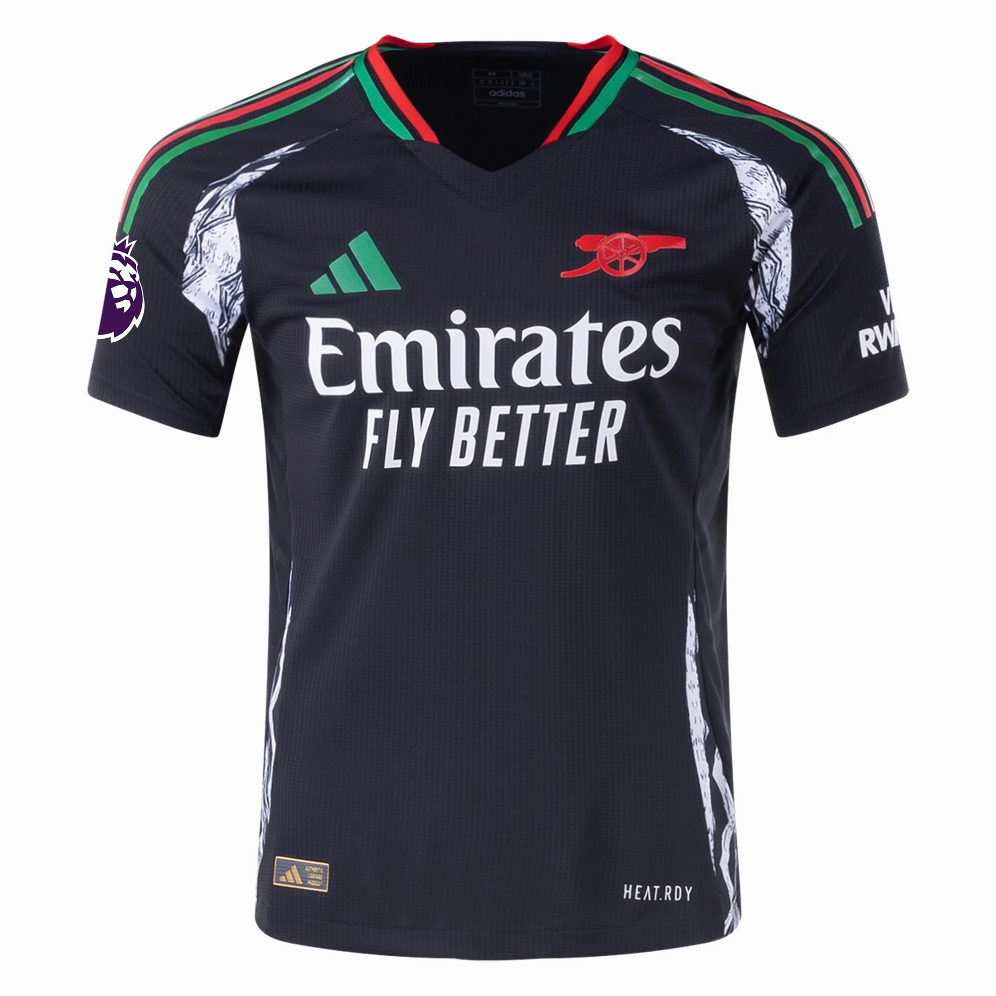 Ergonomic Articulated Fit adidas Arsenal Authentic Away Jersey w/ EPL Patch 24/25 (Black)