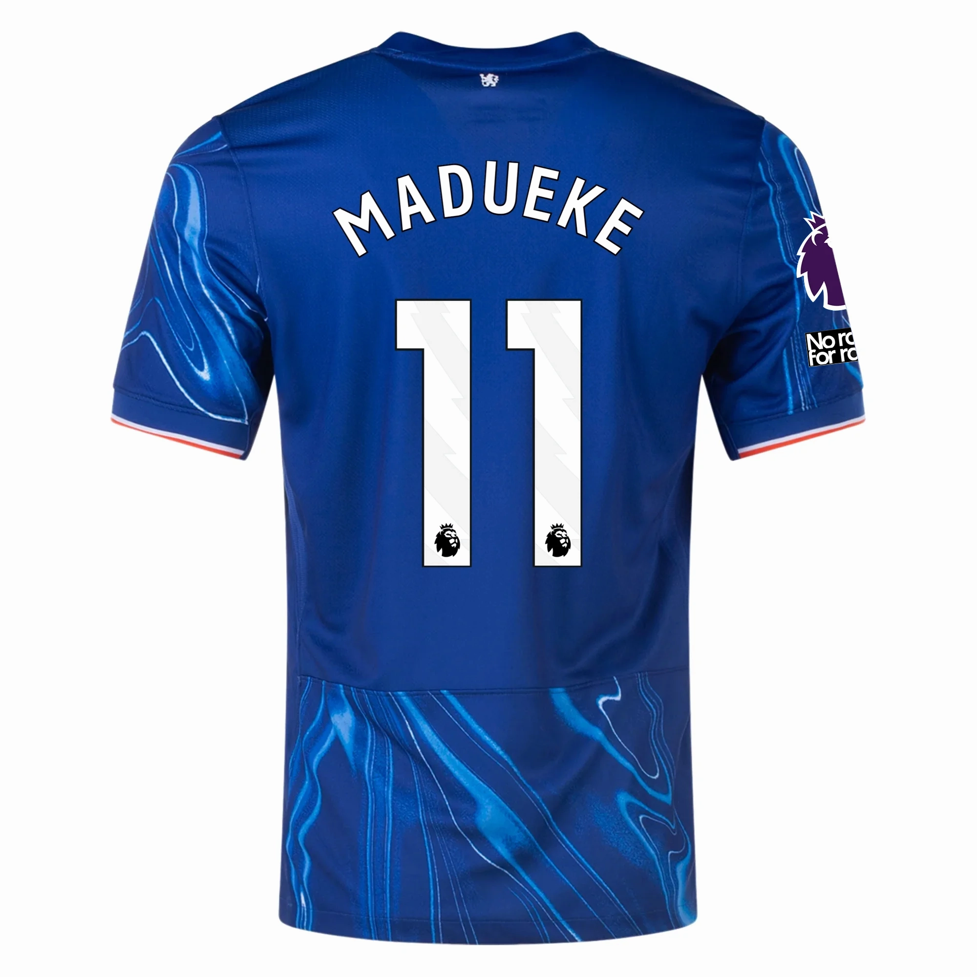 Nike Chelsea Noni Madueke Home Jersey w/ EPL   No Room For Racism Patches 24/25 (Rush Blue/Team Orange) Performance Apparel Casual Fit