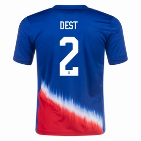 Boost Fit Nike Mens United States Sergino Dest Away Jersey 24/25 (Old Royal/Sport Red)