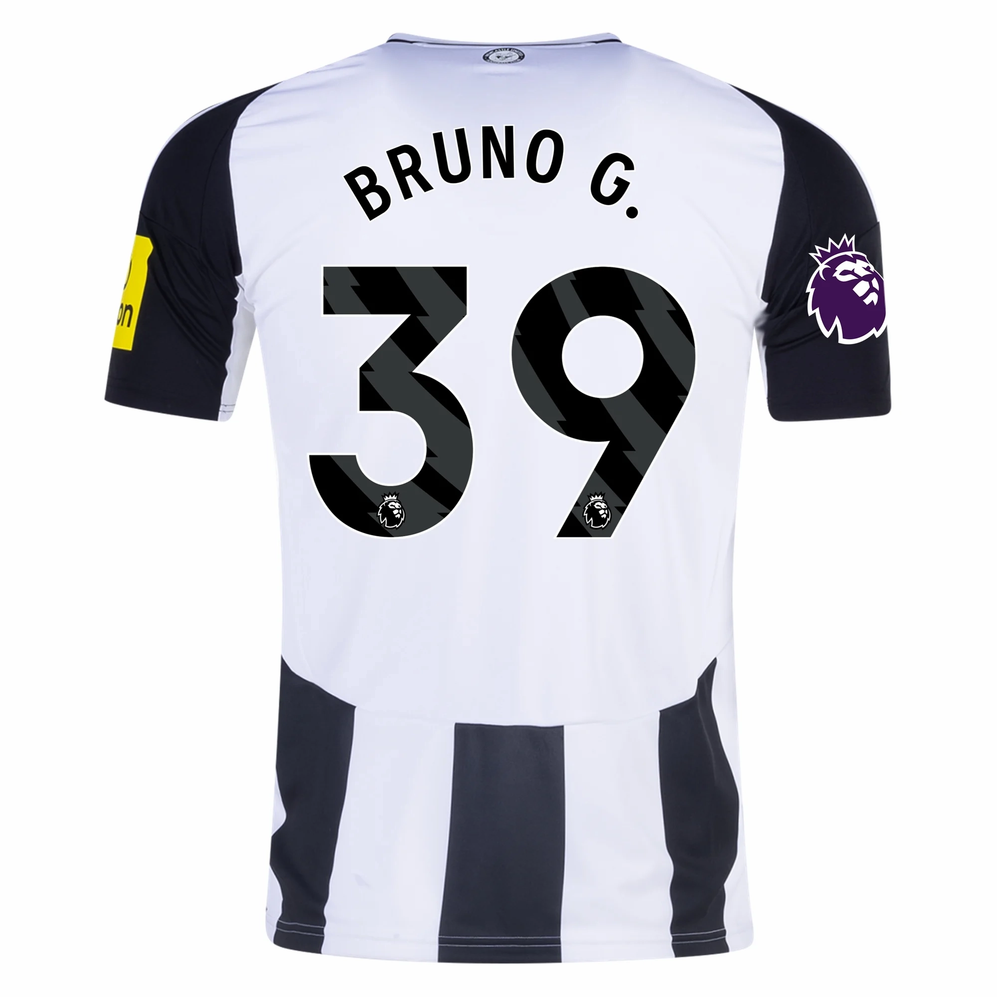 adidas Newcastle United Bruno Guimar?es Home Jersey w/ EPL Patch 24/25 (Black/White) Match Look Raglan Sleeve Integration