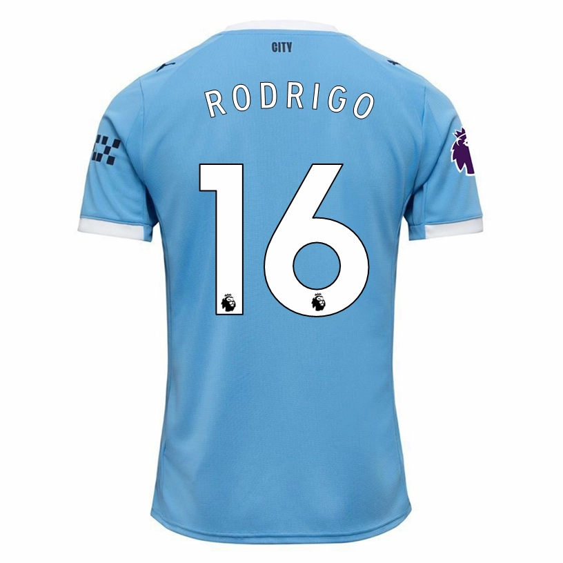 Puma Rodrigo Manchester City Home Jersey 25/26 w/ EPL   Sponsor Patch (Team Light Blue/Puma White) Light Training