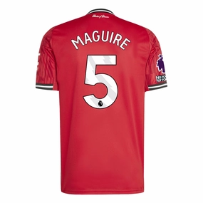adidas Harry Maguire Men's Manchester United Home Jersey 25/26 w/ EPL   NRFR Patches (Red) Active Performance Rush Ready