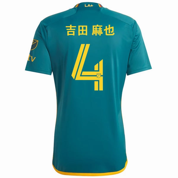 Double Layered Edging adidas YOSHIDA (???? ??) LA Galaxy Away Jersey w/ MLS   Apple TV Patches 23/24 (Green/Yellow)