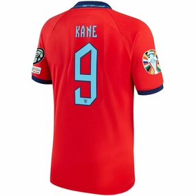 Breathe Zone Heat Transfer Labels Nike England Harry Kane Away Jersey 22/23 w/ Euro Qualifier Patches (Challenge Red/Blue Void)