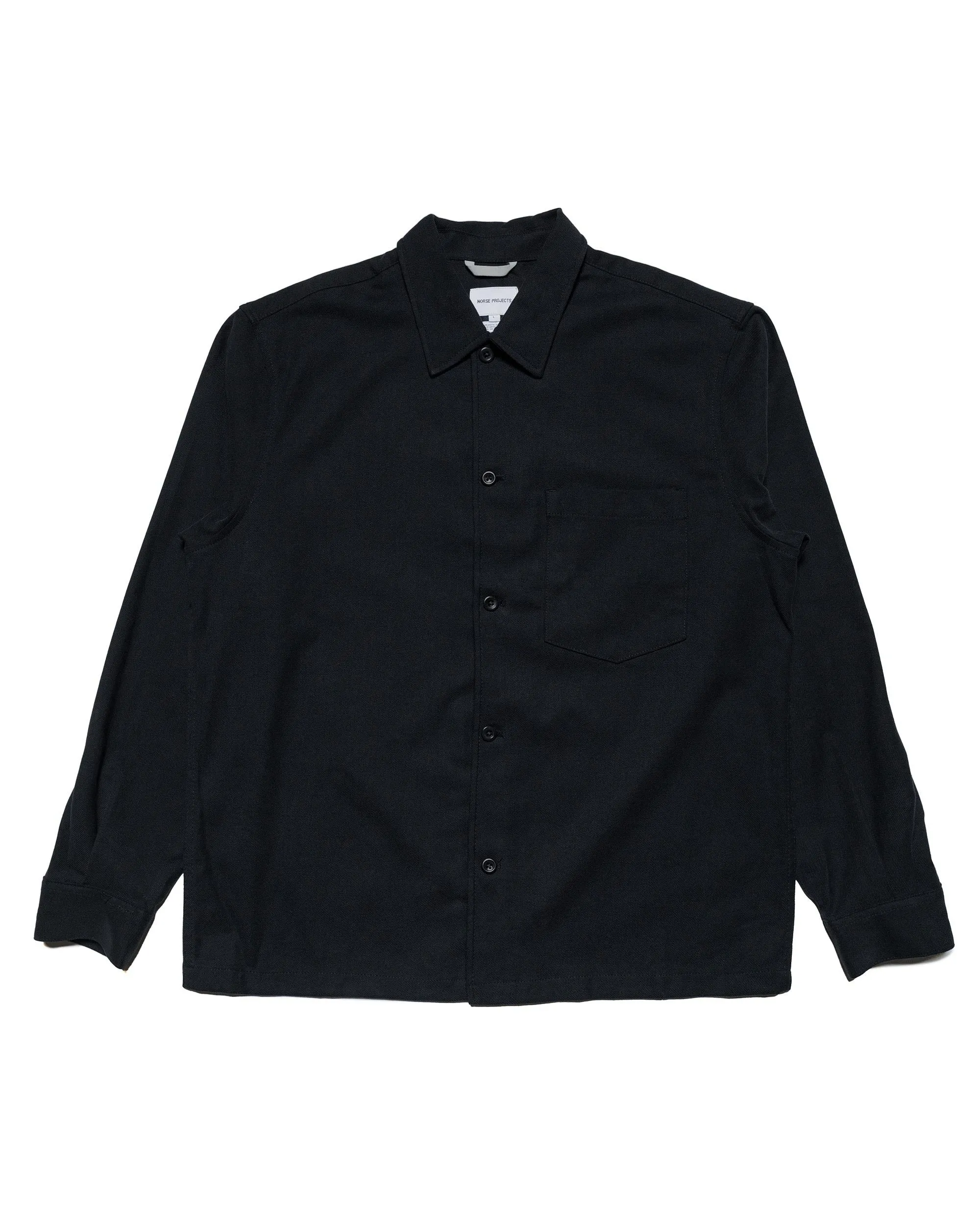 Norse Projects Carsten Cotton Wool LS Shirt Black Classic Color Ruffle Edge