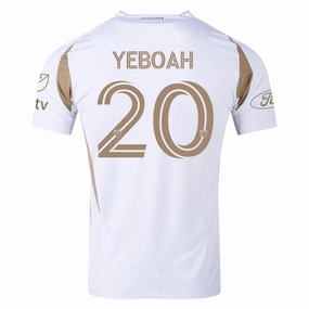 adidas Yaw Yeboah LAFC Authentic Away Jersey w/ MLS   Apple   Ford Logo 25/26 (White/Gold) Ultra Soft Weave