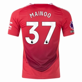 adidas Manchester United Authentic Kobbie Mainoo Home Jersey w/ EPL   No Room For Racism Patches 24/25 (MUFC Red/Bright Red) All Around Fit