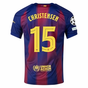 Nike Christensen FC Barcelona Home Jersey 25/26 w/ Champions League Patches (Deep Royal Blue/Midwest Gold) Low Profile Stitching