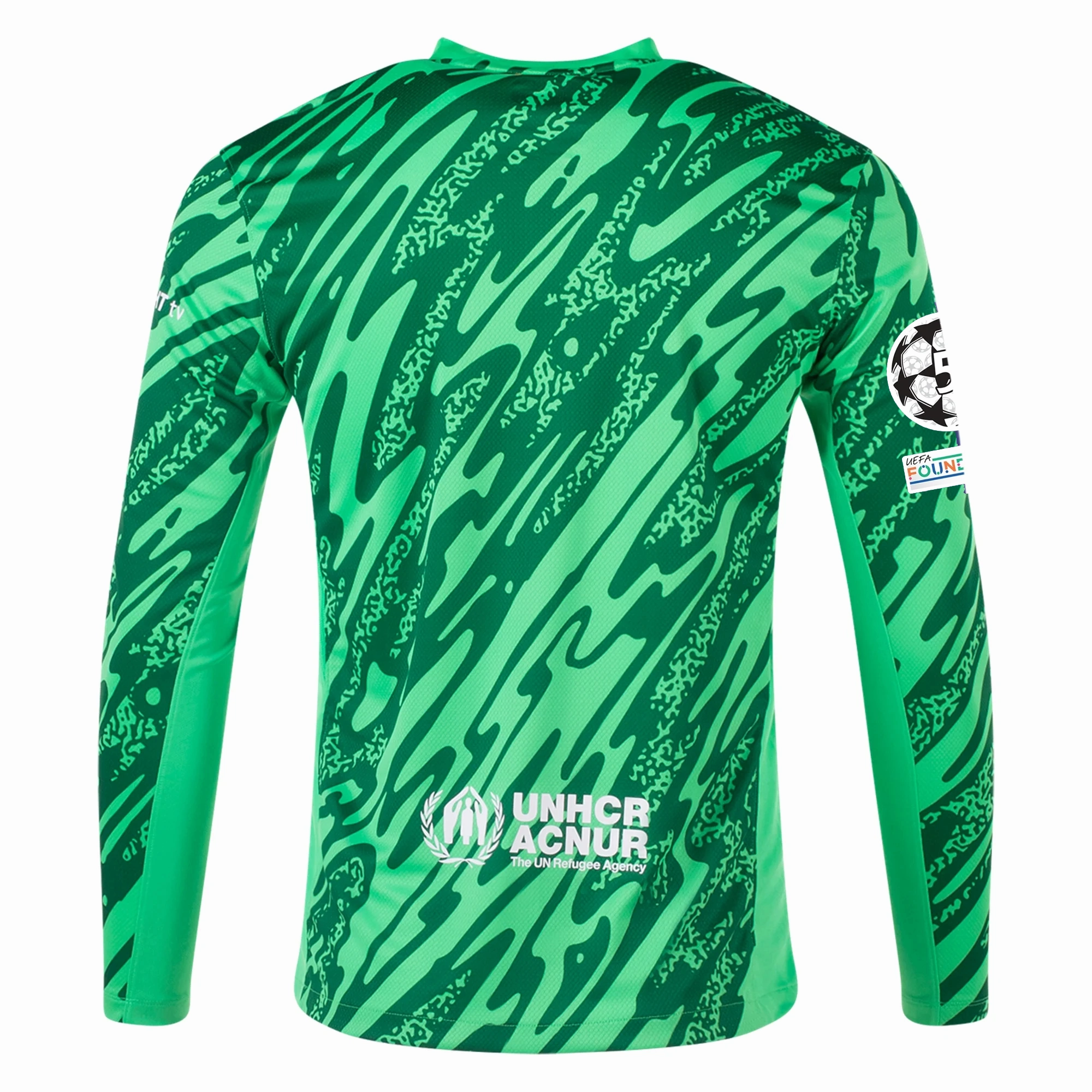 Nike Barcelona Goalkeeper Jersey w/ Champions League Patches 24/25 (Green Spark/Pine Green/White) Rugged Wear Quick Release Moisture Transfer