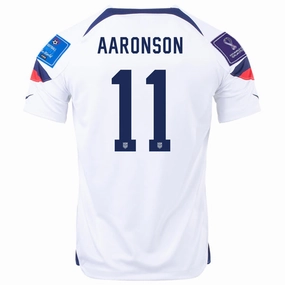 Nike United States Brenden Aaronson Home Jersey 22/23 w/ World Cup 2022 Patches (White/Loyal Blue) Temperature Regulating Fiber